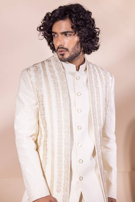 Amit Arora Cream Cotton Embroidery Hand Jacket With Pant Set at Aza Fashions Amit Arora_Cream Cotton Embroidery Hand Jacket With Pant Set _at_Aza_Fashions