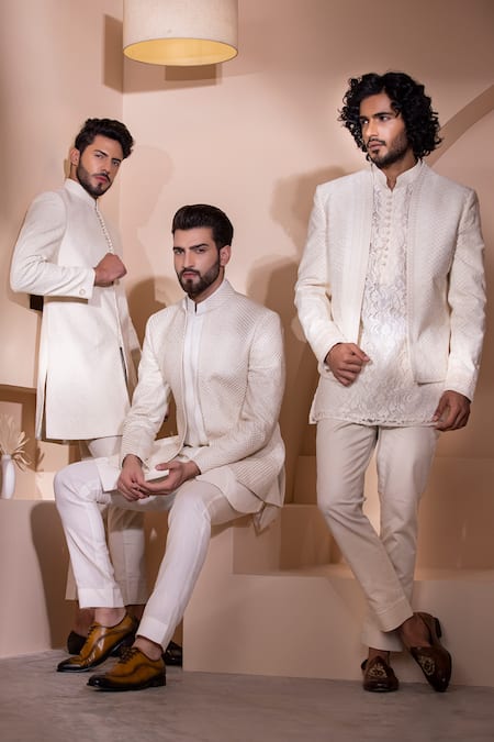 Amit Arora Cream Cotton Embroidery Hand Sherwani And Pant Set Online at Aza Fashions Amit Arora_Cream Cotton Embroidery Hand Sherwani And Pant Set _Online_at_Aza_Fashions