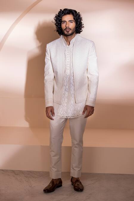 Buy Amit Arora Cream Cotton Embroidery Hand Sherwani And Pant Set Online at Aza Fashions Buy_Amit Arora_Cream Cotton Embroidery Hand Sherwani And Pant Set _Online_at_Aza_Fashions