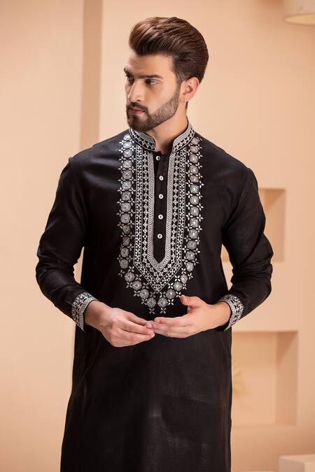 Buy Amit Arora Black Linen, Cotton Zari, Embroidery Kurta With Salwar Online at Aza Fashions Buy_Amit Arora_Black Linen, Cotton Zari, Embroidery Kurta With Salwar _Online_at_Aza_Fashions