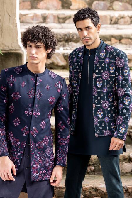 Amit Arora_Green Polyester Embroidery Thread Bandhgala And Kurta Set _Online_at_Aza_Fashions