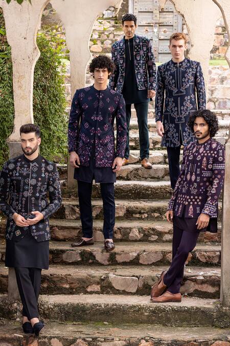 Amit Arora Black Polyester Embroidery Hand Bandhgala With Kurta Set Online at Aza Fashions Amit Arora_Black Polyester Embroidery Hand Bandhgala With Kurta Set _Online_at_Aza_Fashions