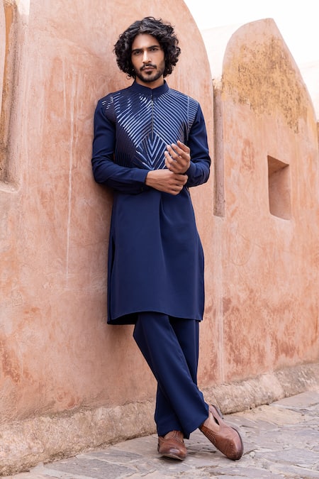 AMIT ARORA Tape Hand Embroidered Kurta With Aligadhi 