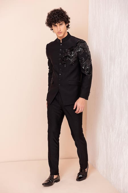 AMIT ARORA Sequin Dragon Embellished Jodhpuri Bandhgala With Pant 