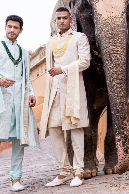 Amit Arora Gold , Cotton, Organza Embroidery Hexagon Phool Sherwani Set at Aza Fashions Amit Arora_Gold , Cotton, Organza Embroidery Hexagon Phool Sherwani Set _at_Aza_Fashions
