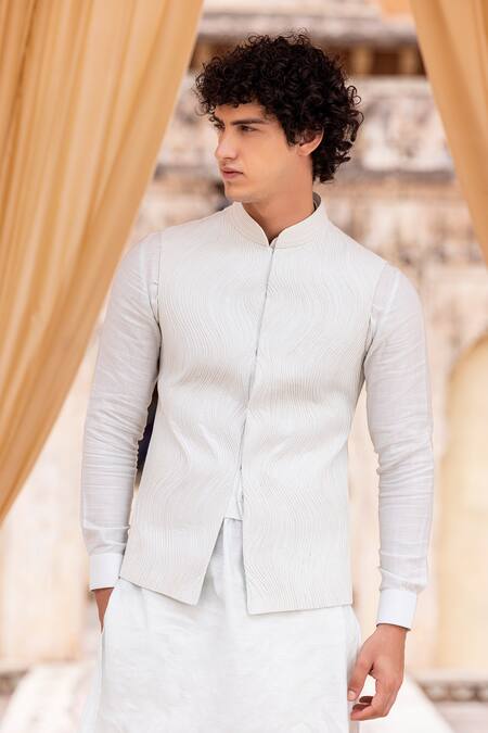 Buy Amit Arora Blue Cotton, Silk Diamonds Swirl Leather Dori Embroidered Bundi Set Online at Aza Fashions Buy_Amit Arora_Blue Cotton, Silk Diamonds Swirl Leather Dori Embroidered Bundi Set _Online_at_Aza_Fashions