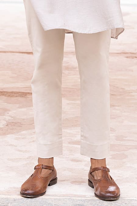 Buy_Amit Arora_Gray Silk, Cotton Embroidery Kashmiri Bundi Kurta Set_Online_at_Aza_Fashions