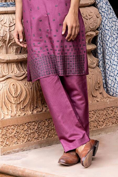Buy Amit Arora Wine Mohair, Silk Metallic Rectangular Pattern Work Kurta With Aligadi Pant Online at Aza Fashions Buy_Amit Arora_Wine Mohair, Silk Metallic Rectangular Pattern Work Kurta With Aligadi Pant _Online_at_Aza_Fashions