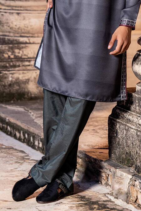 Buy Amit Arora Black Jacquard, Cotton Abstract Flora Print Kurta With Aligadi Pant Online at Aza Fashions Buy_Amit Arora_Black Jacquard, Cotton Abstract Flora Print Kurta With Aligadi Pant _Online_at_Aza_Fashions