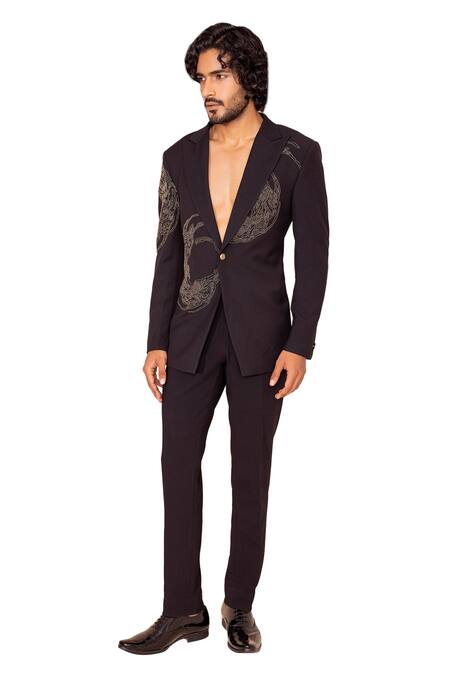 Amit Arora Black Polyester Beads Abstract Embroidered Coat With Pant at Aza Fashions Amit Arora_Black Polyester Beads Abstract Embroidered Coat With Pant _at_Aza_Fashions