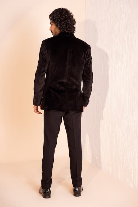 Shop Amit Arora Black Cotton Embroidery Dragon Embellished Coat With Pant at Aza Fashions Shop_Amit Arora_Black Cotton Embroidery Dragon Embellished Coat With Pant _at_Aza_Fashions