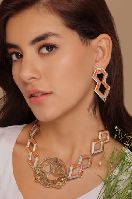 Gaurish Bespoke Jewellery Le Losange Embellished Choker Necklace Set 