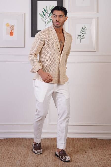 Ankur J_Beige Embellished Shirt _at_Aza_Fashions