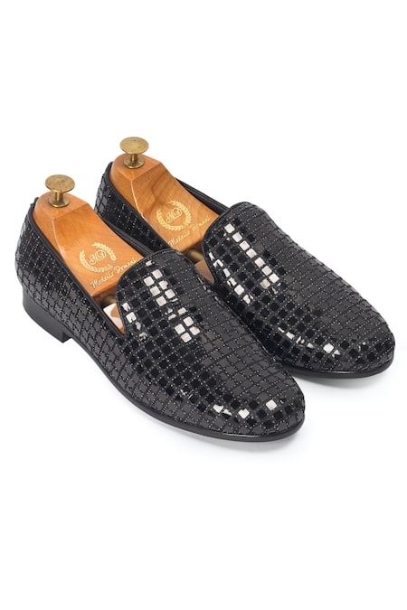 Domani Black Metal Applique Dazzler Work Slip Ons 