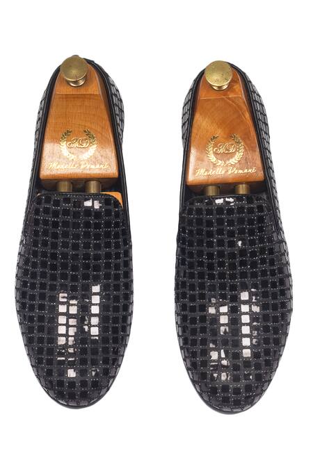 Buy Domani Black Metal Applique Dazzler Work Slip Ons Online at Aza Fashions Buy_Domani_Black Metal Applique Dazzler Work Slip Ons _Online_at_Aza_Fashions