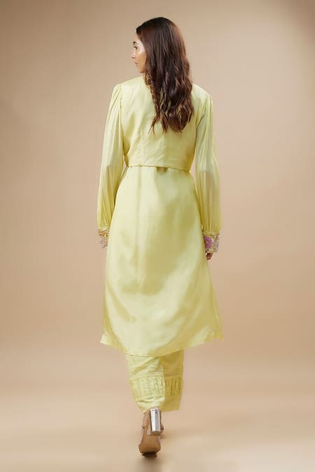 Label Deepshika Agarwal Floral Embroidered Jacket Pant Set 