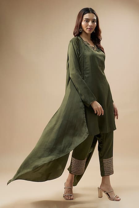 Label Deepshika Agarwal Asymmetric Jacket Pant Set 