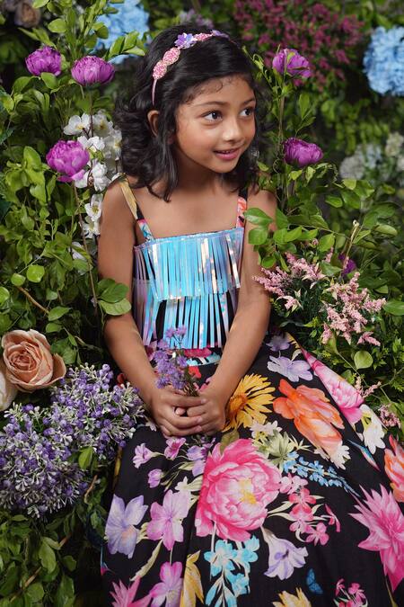 Buy Panchhi By Kanupriya Tibrewala Multi Color , Satin Embroidery Firefly Floral Print Lehenga Set Buy_Panchhi By Kanupriya Tibrewala_Multi Color , Satin Embroidery Firefly Floral Print Lehenga Set