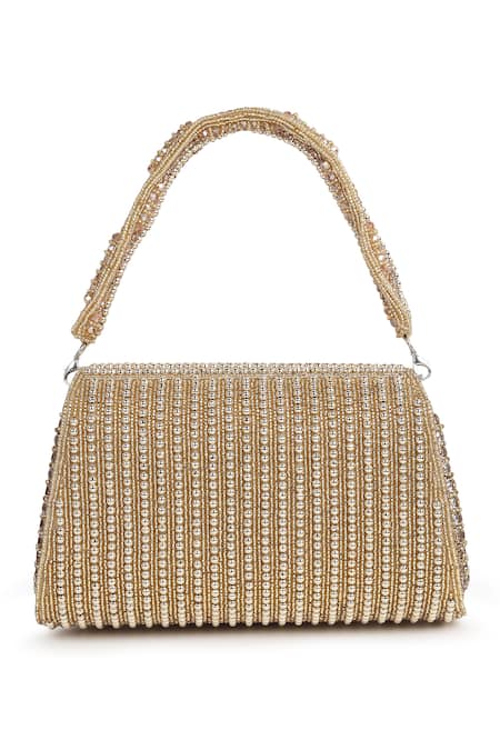 Shop_House Of Webhin_Gold Stones, Beads And Embellished Bag _at_Aza_Fashions