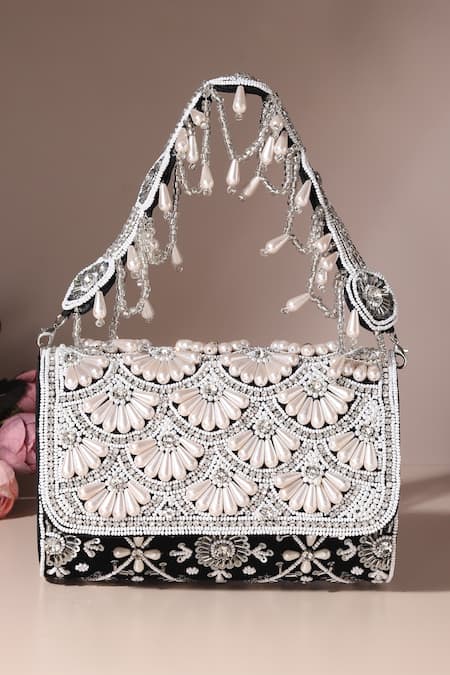 House of Webhin Floral Pearl Embellished Bag 