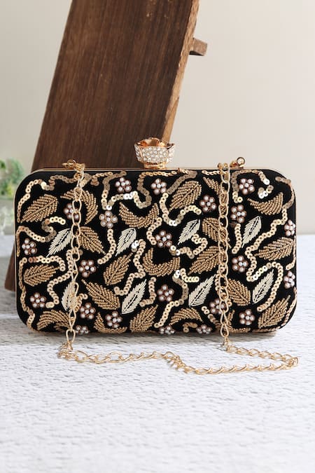 House of Webhin Dabka Embroidered Clutch 