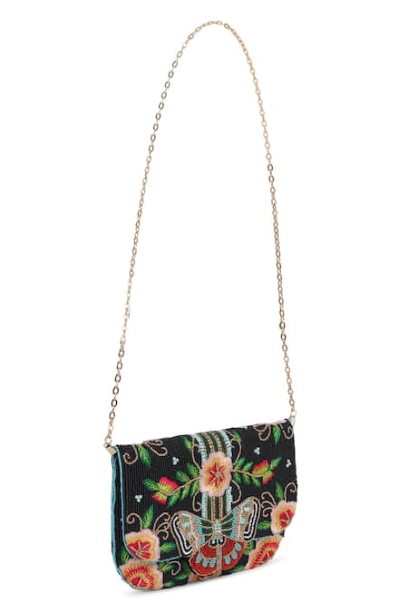 House of Webhin Butterfly Beaded Envelope Bag 