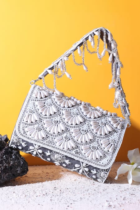 House of Webhin Mist Floral Pearl Embellished Bag 