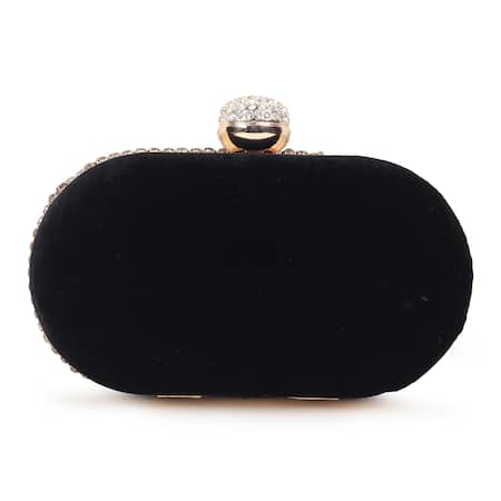House Of Webhin_Black Studs Work Clutch _Online_at_Aza_Fashions