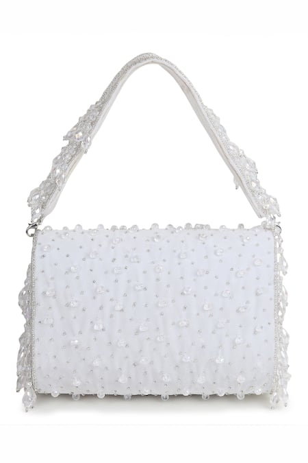 House Of Webhin Crystal Embellished Suede Flap Bag 