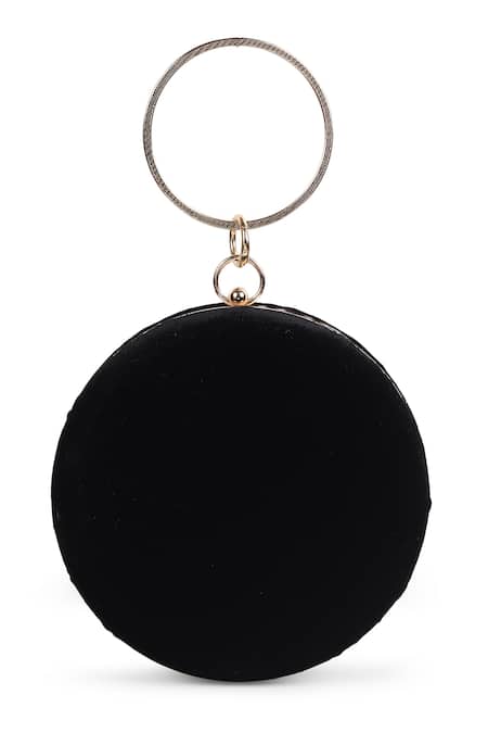 House Of Webhin Tiger Zardosi Embroidered Round Clutch 