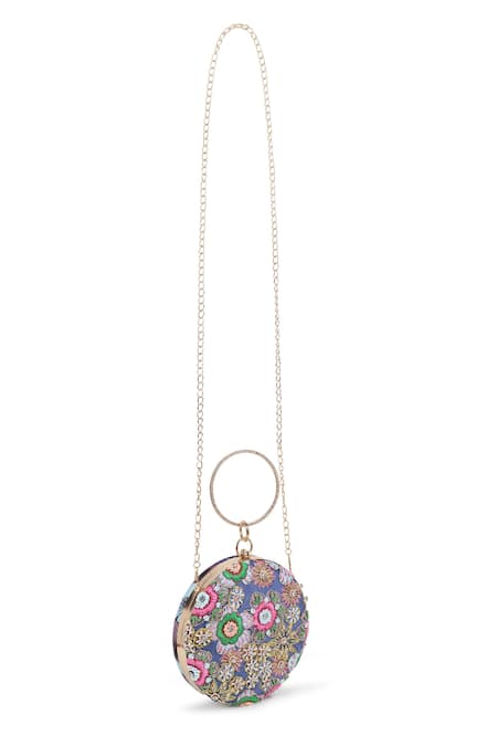 House Of Webhin Floral Print Round Clutch Bag 