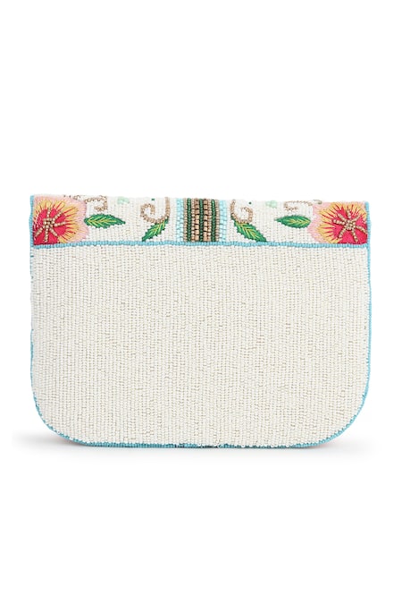 House Of Webhin Pearlescent Butterfly Beaded Flap Bag 