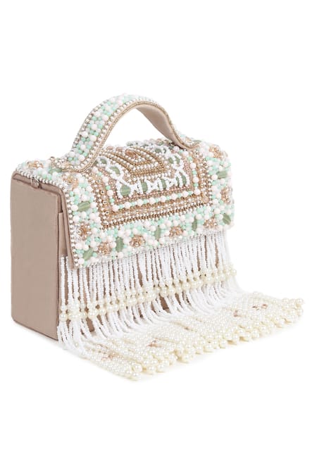 House of Webhin Beaded Tasseled Flap Bag 