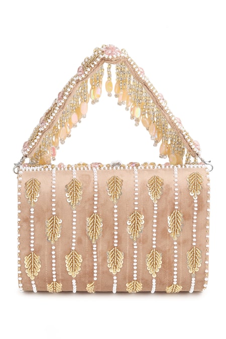 House Of Webhin Suede Bead Embellished Bag 