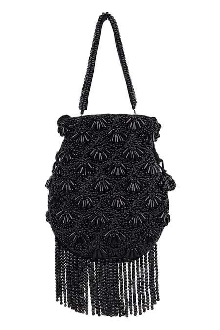 House Of Webhin Velvet Bead Embellished Potli 