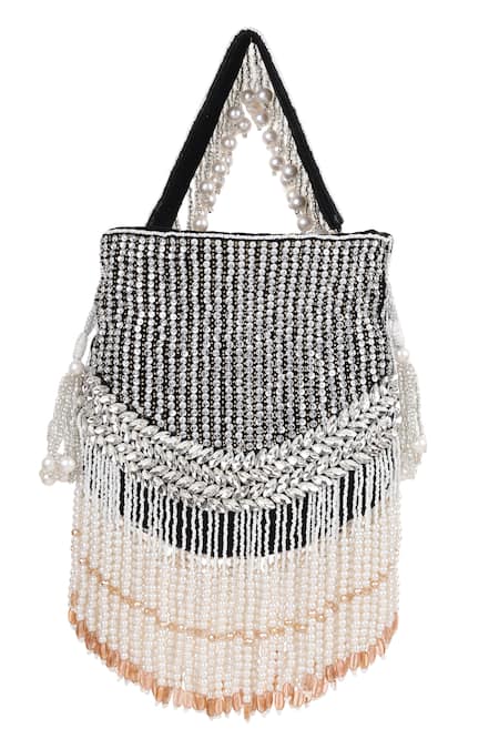 House Of Webhin Nightshade Velvet Crystal Embellished Potli 