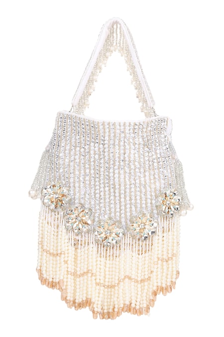 House Of Webhin Pearl Crystal Embellished Potli 