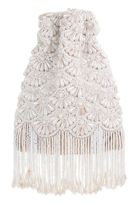 House Of Webhin Elegance Pearl Scallop Embellished Potli 