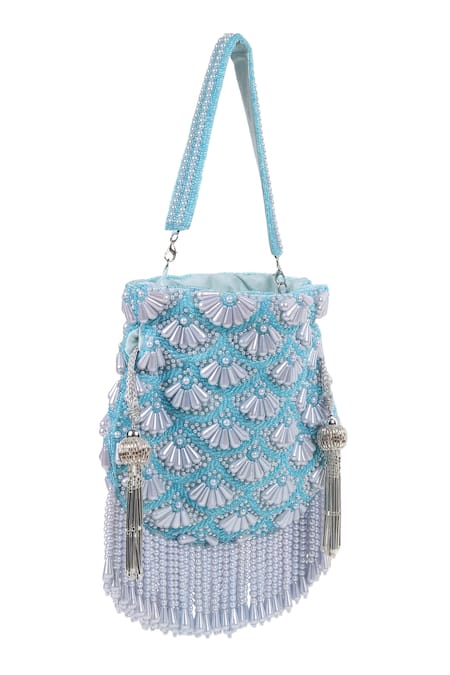 House Of Webhin Serene Pearl Scallop Embellished Potli 