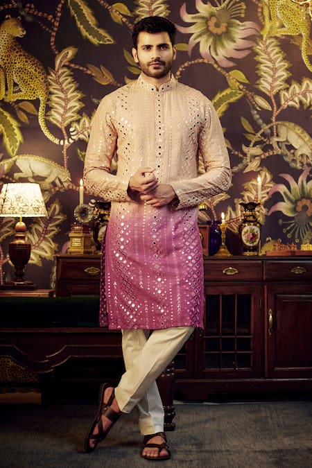 Kasbah Mirror & Thread Work Silk Kurta 