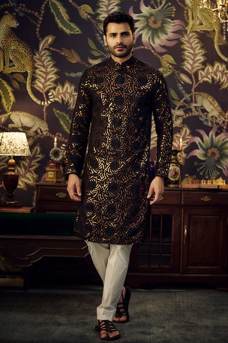 Kasbah Thread & Sequins Embroidered Silk Kurta 