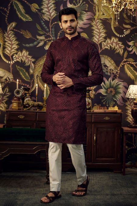 Kasbah Chikankari & Sequins Embroidered Kurta 