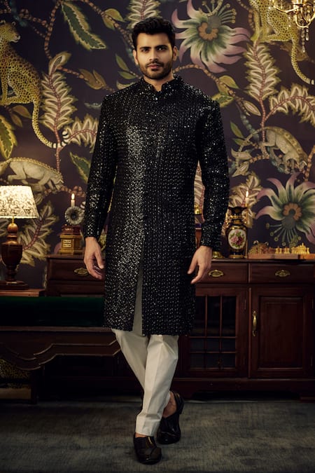 Kasbah Cutdana Embroidered Silk Sherwani 