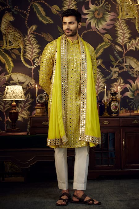 Kasbah Mirror Embroidered Silk Kurta 