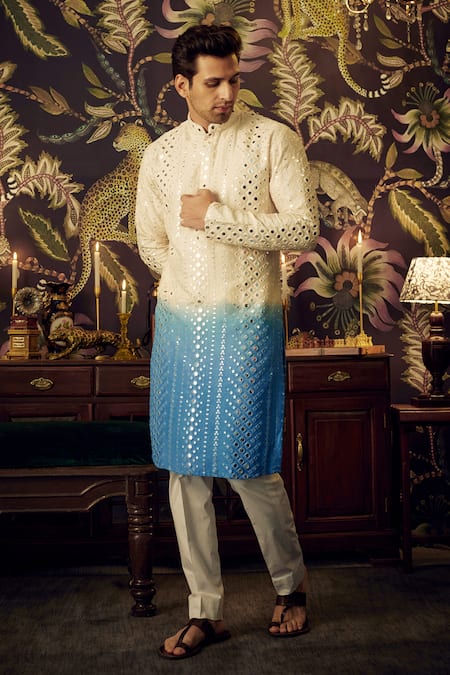 Kasbah Mirror & Thread Work Silk Kurta 