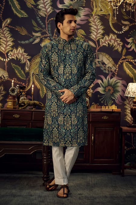 Kasbah Multi-Thread Embroidered Silk Kurta 