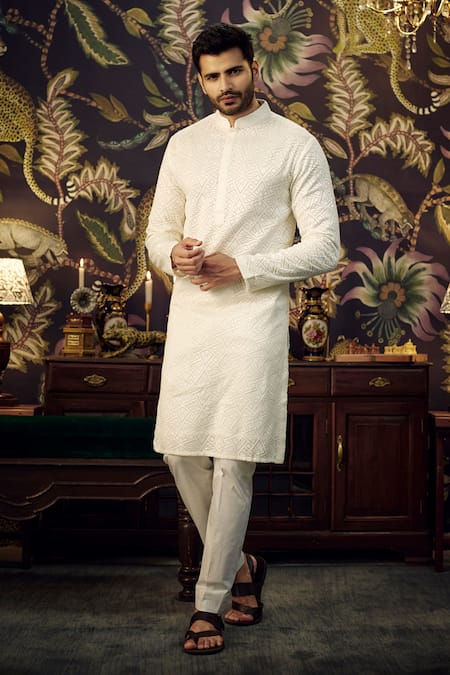 Kasbah Silk Chikankari Embroidered Kurta 