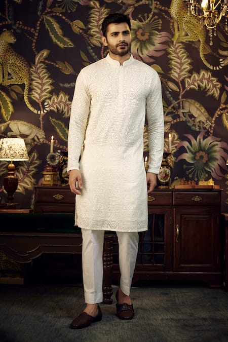 Kasbah Opulent Geometric Chikankari Embroidered Kurta 