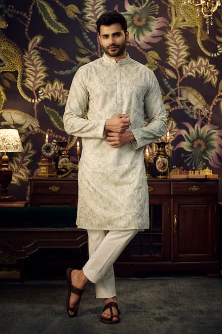 Kasbah Multi Thread Kashmiri Embroidered Kurta 