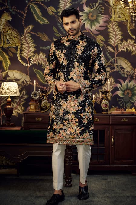 Kasbah Floral Sequin Embroidered Kurta 